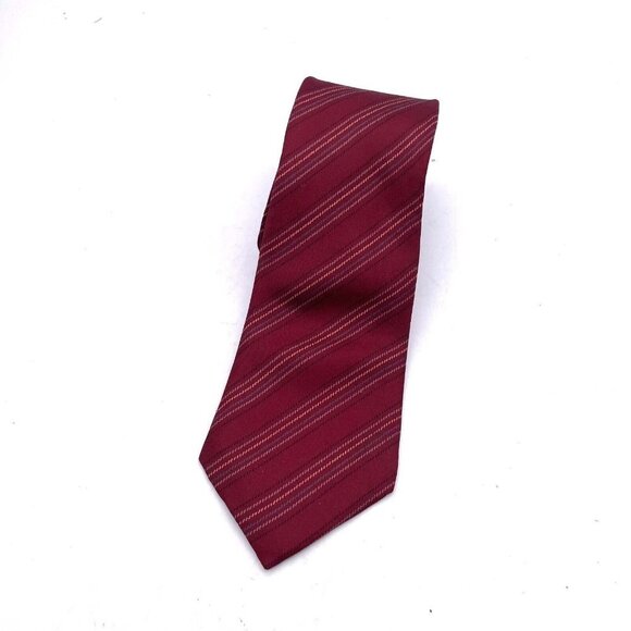 Vintage Yves Saint Laurent Marshall Field & Company Men Tie Red Diagonal Striped - Picture 1 of 7